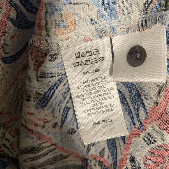 NWT C&C California 100% Linen Short Sleeve Button Up Shirt Women Size S Blue - Picture 3 of 10